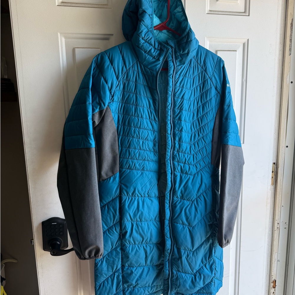 Columbia women's Hooded Puffer Coat - Teal & Gray